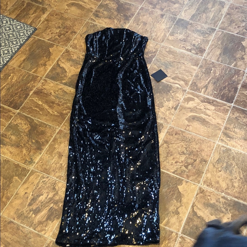 Lulu's Black Sequin Strapless Prom Dress - Picture 3 of 10